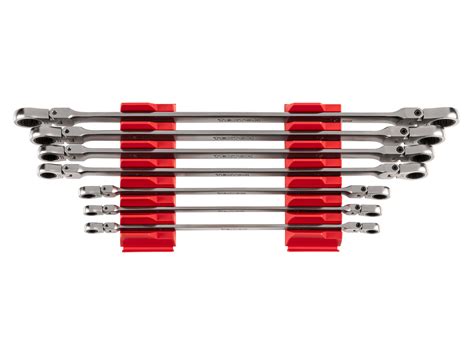 7-Piece Long Flex Ratcheting Box End Wrench Set with Organizer | TEKTON