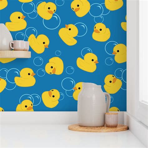 Yellow Rubber Duck - S Wallpaper | Spoonflower