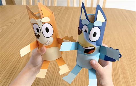 Make Your Own 3D Bluey And Bingo Paper Tube Figures