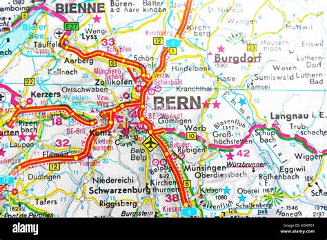 Bern Karte Stadtplan Stadtplan Stockfotografie - Alamy