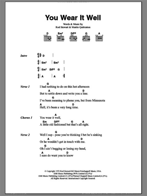 You Wear It Well sheet music for guitar (chords) (PDF)