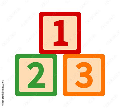 123 / 123s toy blocks or cubes with numbers for preschool learning flat vector color icon for ...