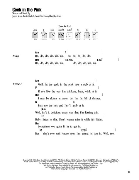 Geek In The Pink by Jason Mraz - Guitar Chords/Lyrics - Guitar Instructor