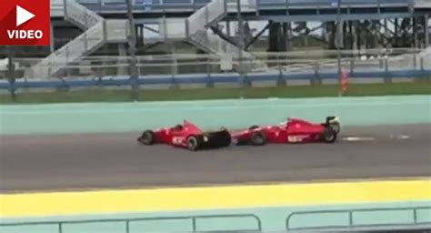 Watch Two Classic Ferrari F1 Cars Crash Into Each Other In Miami ...