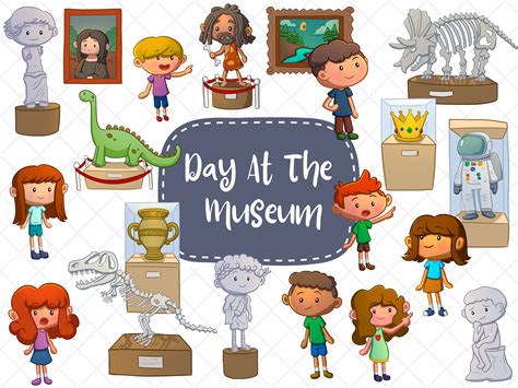 A Day at the Museum Clip Art, Kids Field Trip Clip Art, Cute Kids Museum, Educational Clipart ...