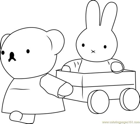 Miffy with her Friend Coloring Page for Kids - Free Miffy Printable Coloring Pages Online for ...