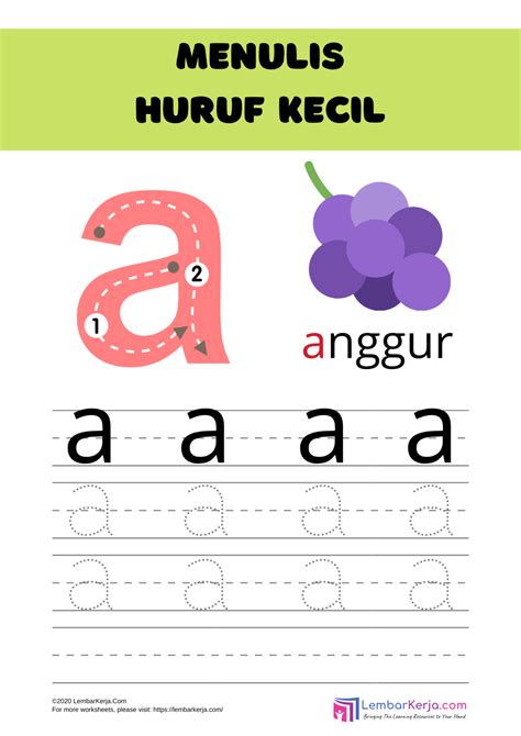 Menulis Huruf a Kecil - LembarKerja.Com