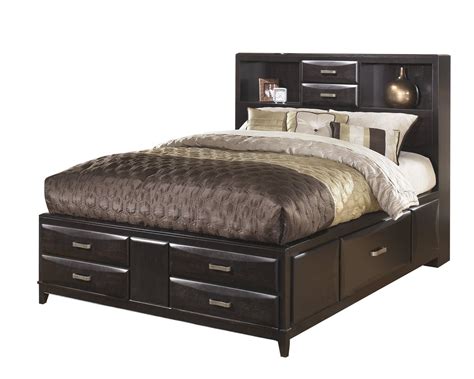 Ashley Kira 4PC Bedroom Set Queen Storage - Black - Furniture