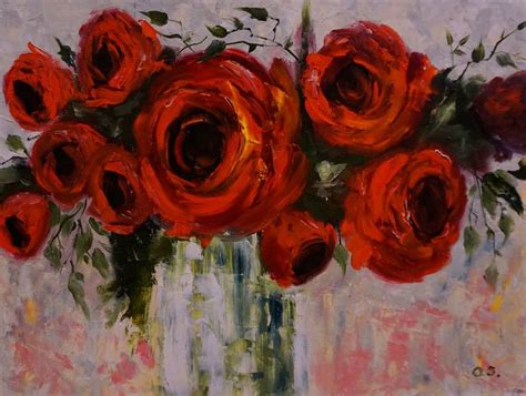 Red rose Painting by Olga Sokolova | Saatchi Art