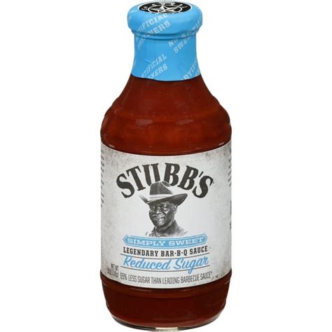 Stubb's Simply Sweet Reduced Sugar BBQ Sauce, 18 oz - Walmart.com - Walmart.com