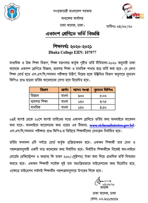 Dhaka College HSC Admission Circular & Result 2024-25