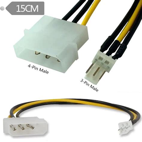 3 pin ATX to 4 pin Molex connector cable fan power adapter cable 15cm ...