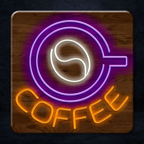 Oak Coffee Bean Neon Sign LED Neon Sign Oak Wood Neon Bar Sign Handmade Personalised Gifts Home ...