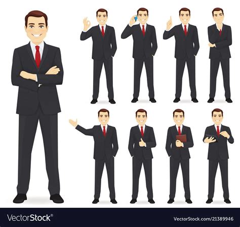 Business man set Royalty Free Vector Image - VectorStock Character Illustration, Character Model ...