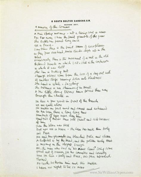 ‘A Memory of the Somme’ Poem by Sir William Orpen. – Sir William Orpen Blog