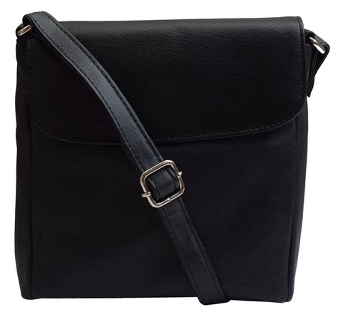 Crossbody Bag Leather Black Women's Purse Handbag Ladies Shoulder Bag ...