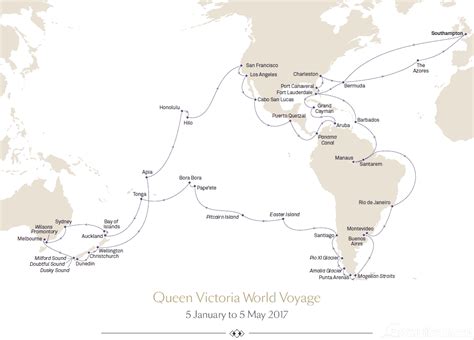 Cunard World Voyage 2017: Queen Victoria itinerary