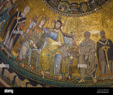 Rome, Italy. Basilica di Santa Maria in Trastevere. Mosaics in the apse ...