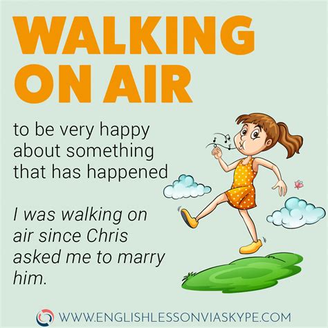 English Idioms about Happiness and Sadness. What does to walk on air mean. Walking on air idiom ...