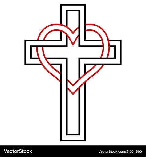 Intertwining of the heart and christian cross Vector Image