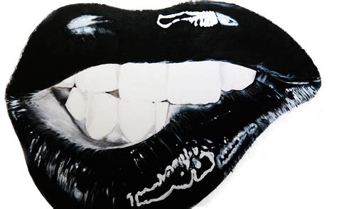 Lips Black On White Painting by Veronique Diga