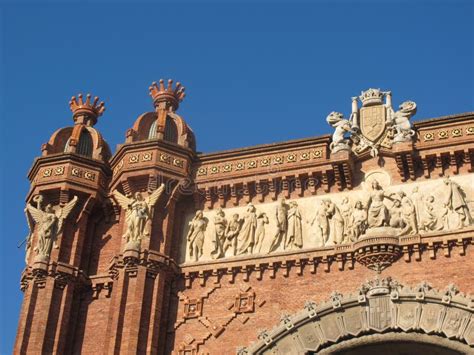 Details of the Arc De Triomphe in Barcelona Stock Photo - Image of arms ...