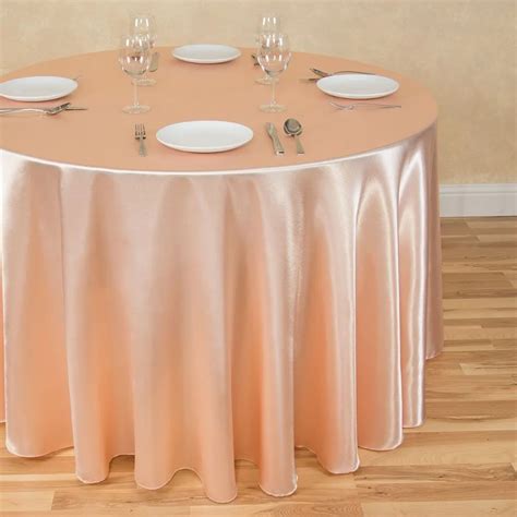 10Pcs Peach 70" Round Elegant Satin Tablecloths Table Decoration For Wedding Party Banquet Free ...