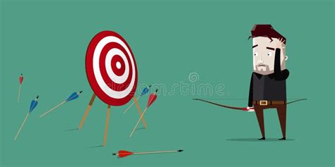 Man is Distressed because Not One Arrow Hits the Target: Goal Not Achieved Stock Vector ...