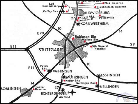 Map of Stuttgart, Germany and Surrounding Areas