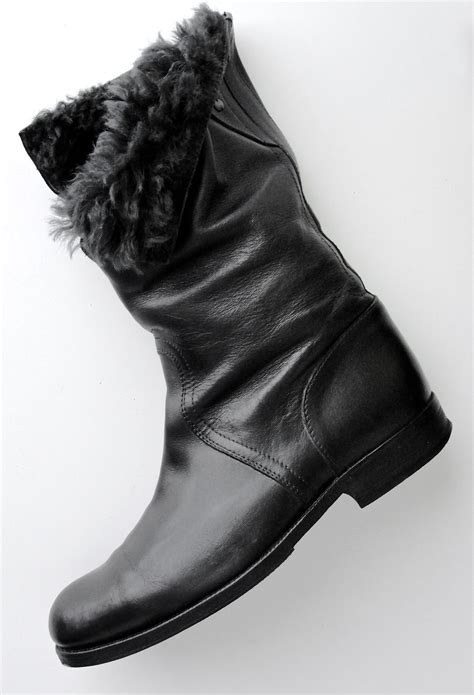 Gucci Men's Boots Shearling Fur Lined Black Leather | Shoes, Boots, Boots men