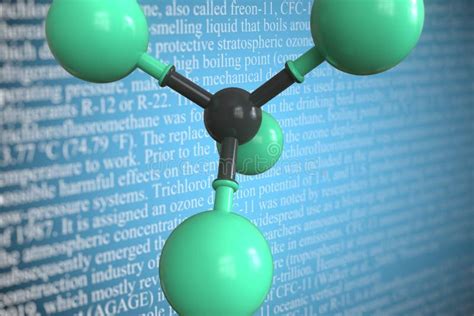 Molecular Model of Trichlorofluoromethane, 3D Rendering Stock ...