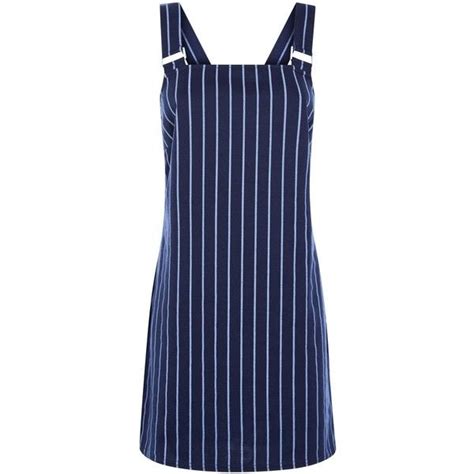 Navy Pinstripe Pinafore Dress ($31) liked on Polyvore featuring dresses ...