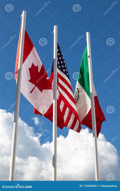 Flags of 3 USMCA Countries Made Up of USA, Canada and Mexico Stock Image - Image of mexican ...