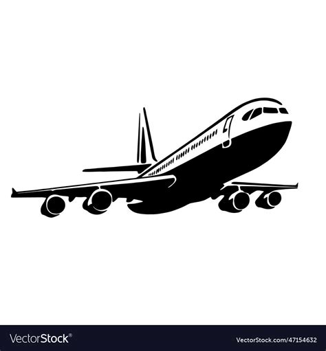 Airplane in black and white style Royalty Free Vector Image