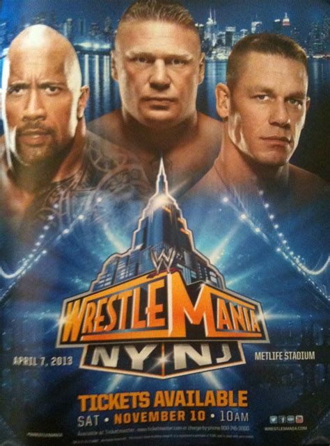 Early WrestleMania 29 poster pic features The Rock, John Cena and Brock Lesnar - Cageside Seats