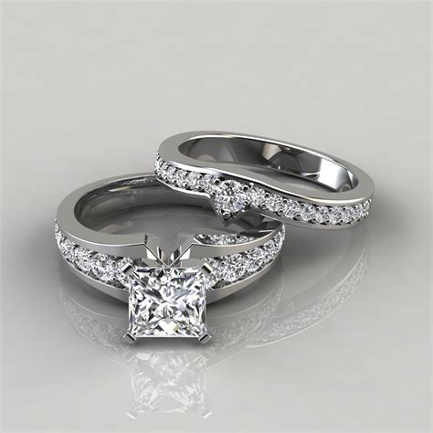 Moissanite Graduated Pave Princess Cut Engagement Ring