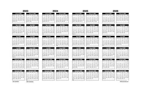 Landscape 2023-2026 Four Year Calendar • iWorkCommunity