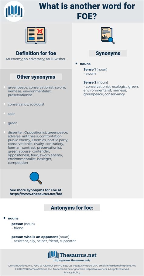 FOE: 135 Synonyms and 365 Antonyms | Thesaurus.net