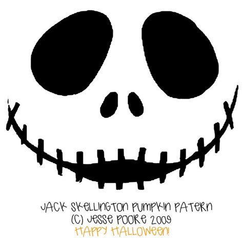 Free printable jack skellington pumpkin carving stencil templates ...