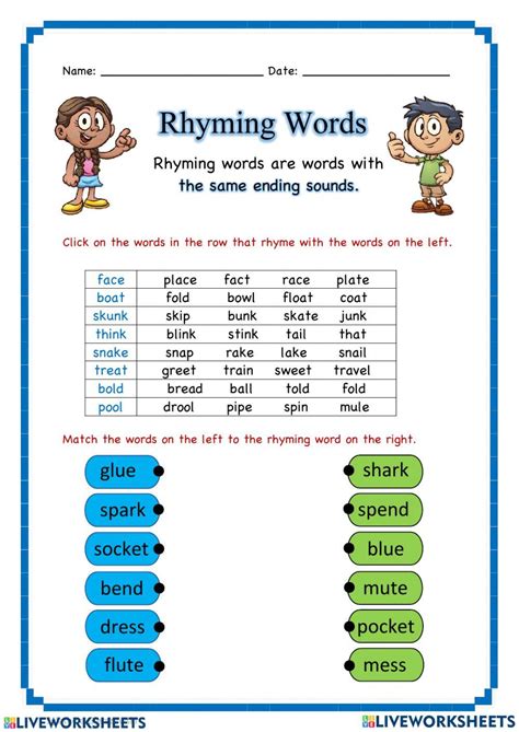 Engage and Learn: Rhyming Words Worksheets for Fun Language Development