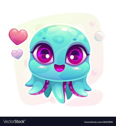 Little cute cartoon baby octopus Royalty Free Vector Image