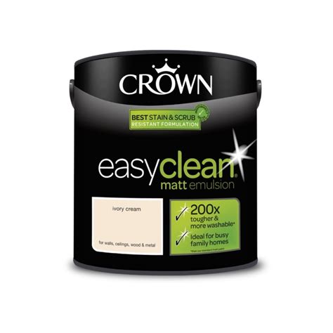 Crown Easyclean Matt Emulsion - 2 5L Ivory Cream