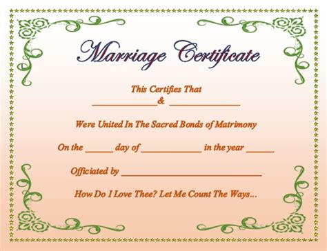 Blank Marriage Certificate Template