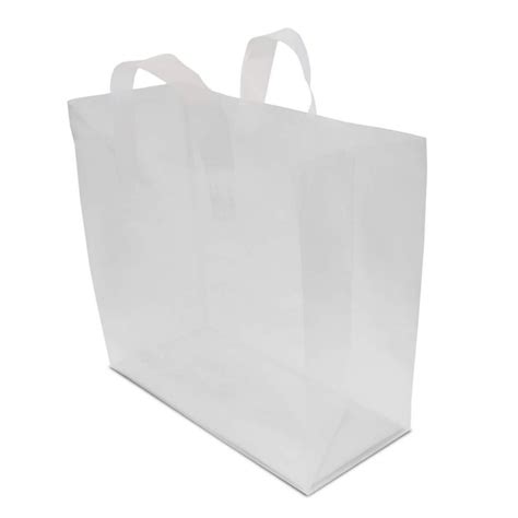 16x6x12" 100 Pcs. Large Frosted Clear Plastic Gift Bags with Handles, Shopping Bags, Take Out ...