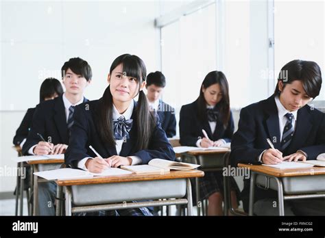 Japanese high-school students during a lesson Stock Photo - Alamy