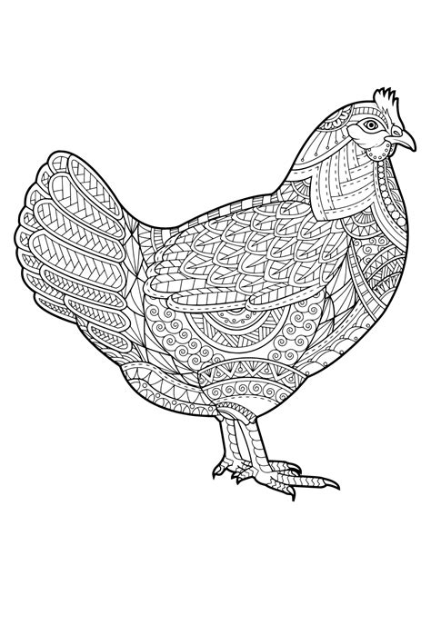 Free Printable Chicken Difficult Coloring Page, Sheet and Picture for ...