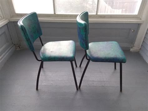 Vintage 50s Kitchen Chairs Dining Chairs Dinette Chairs Metal Vinyl Blue MidCentury Atomic Era ...
