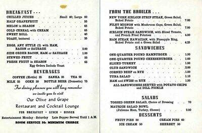 Zappone's The Olive and Grape Restaurant Menu Denver Colorado 1967 ...