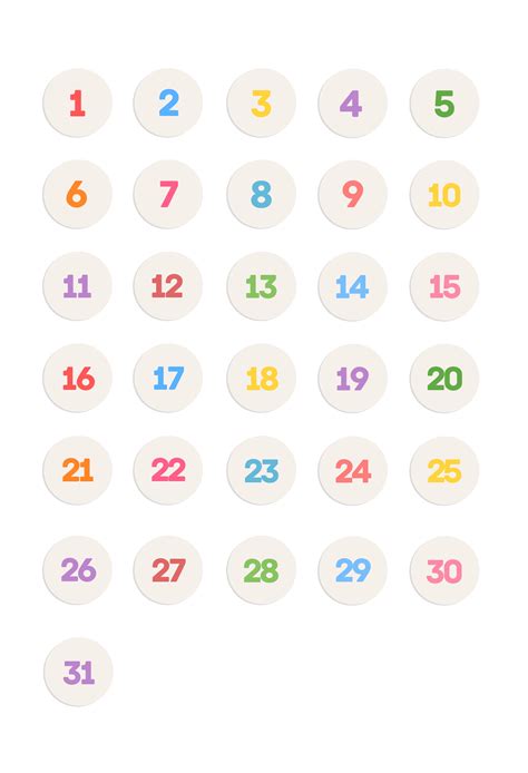 the numbers are arranged in different colors