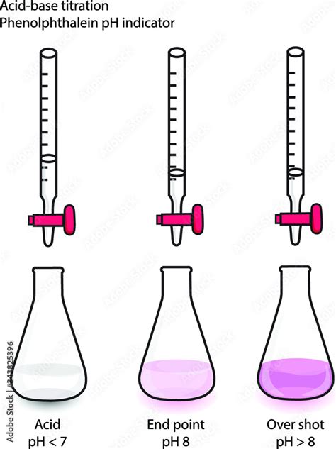 Acid-base titration and phenolphthalein indicator Stock Vector | Adobe ...